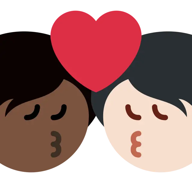 Kiss: Person, Person, Dark Skin Tone, Light Skin Tone