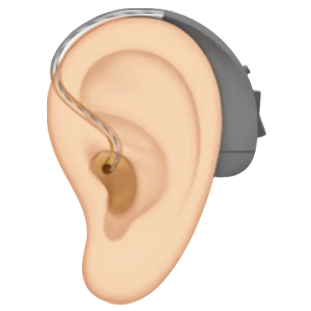 Ear with Hearing Aid: Light Skin Tone