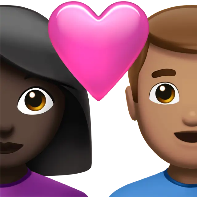 Couple with Heart: Woman, Man, Dark Skin Tone, Medium Skin Tone