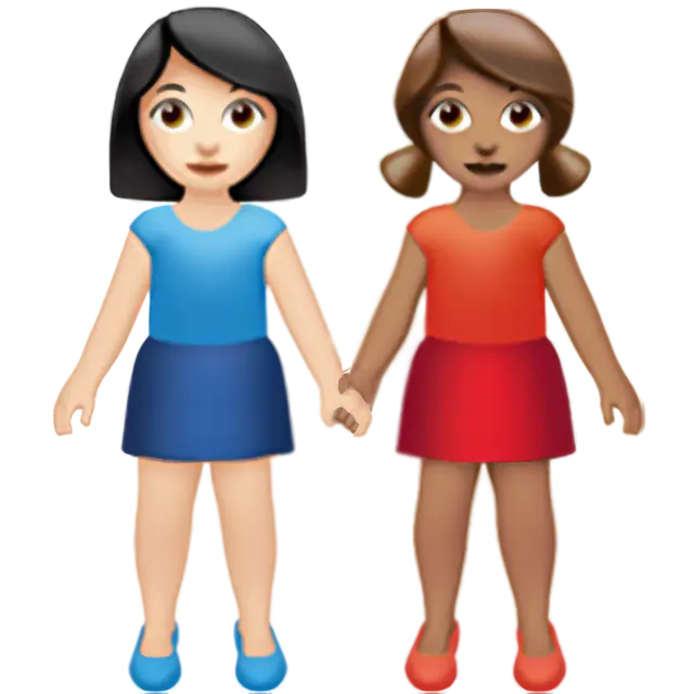 Women Holding Hands: Light Skin Tone, Medium Skin Tone