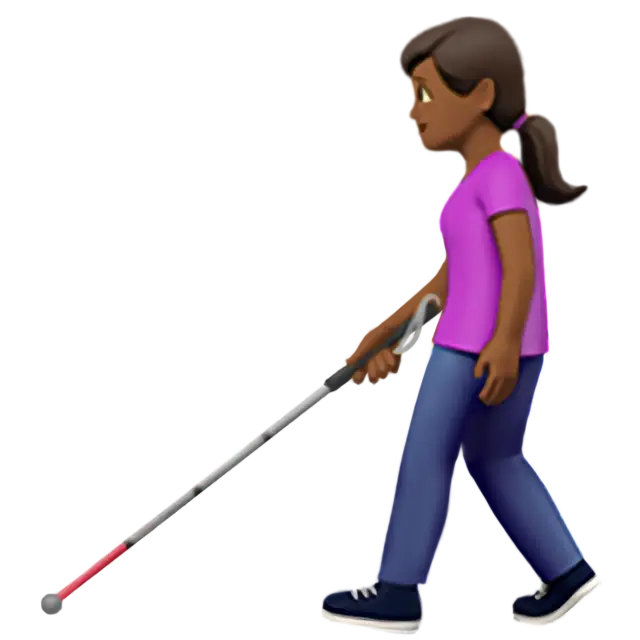 Woman with White Cane: Medium-Dark Skin Tone