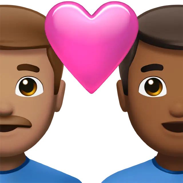 Couple with Heart: Man, Man, Medium Skin Tone, Medium-Dark Skin Tone