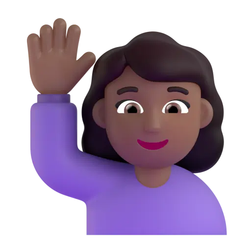 Woman Raising Hand: Medium-Dark Skin Tone