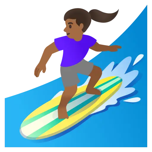 Woman Surfing: Medium-Dark Skin Tone