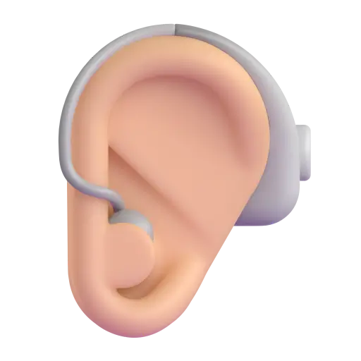 Ear with Hearing Aid: Medium-Light Skin Tone