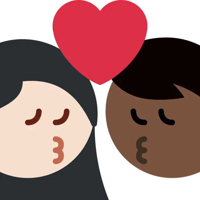 Kiss: Woman, Man, Light Skin Tone, Dark Skin Tone