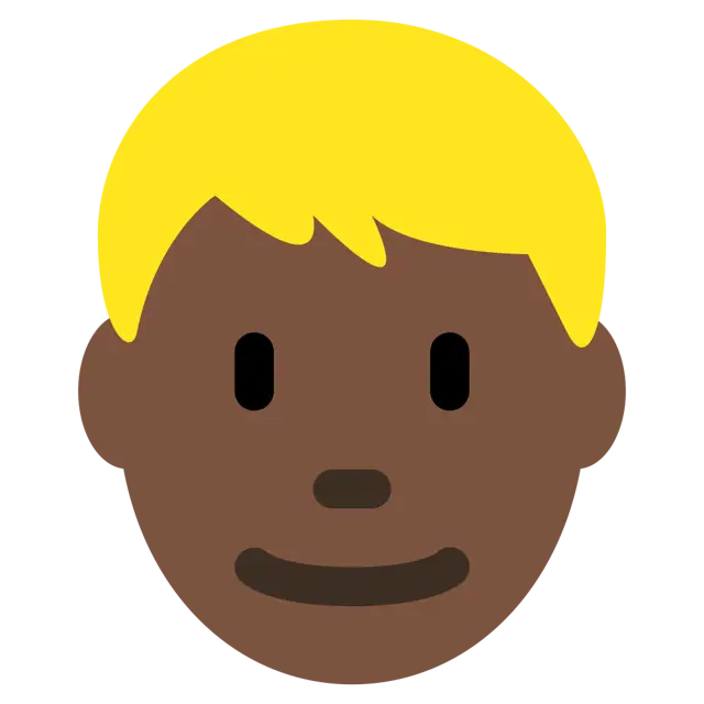 Man: Dark Skin Tone, Blond Hair