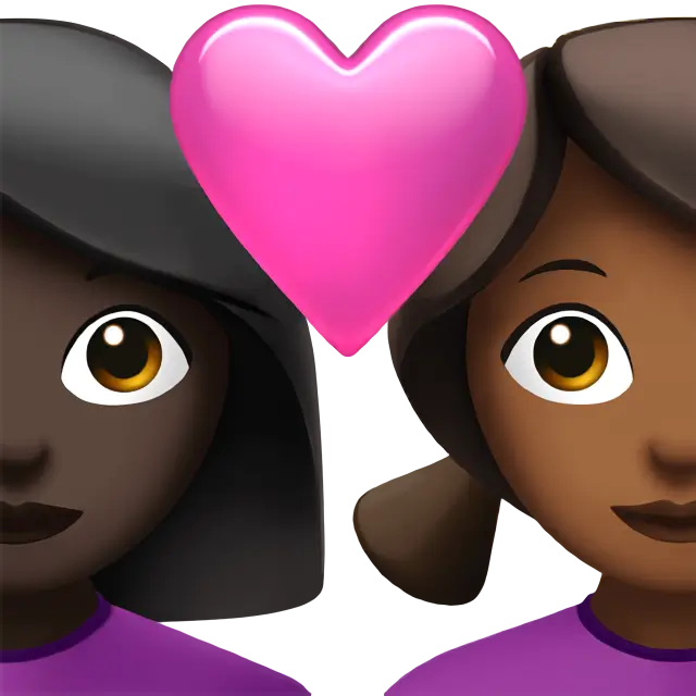 Couple with Heart: Woman, Woman, Dark Skin Tone, Medium-Dark Skin Tone