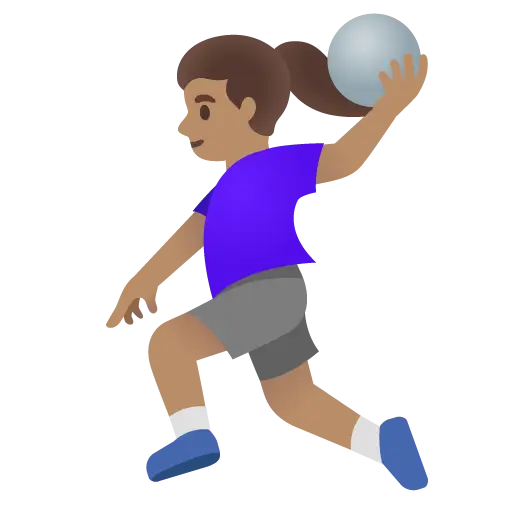 Woman Playing Handball: Medium Skin Tone