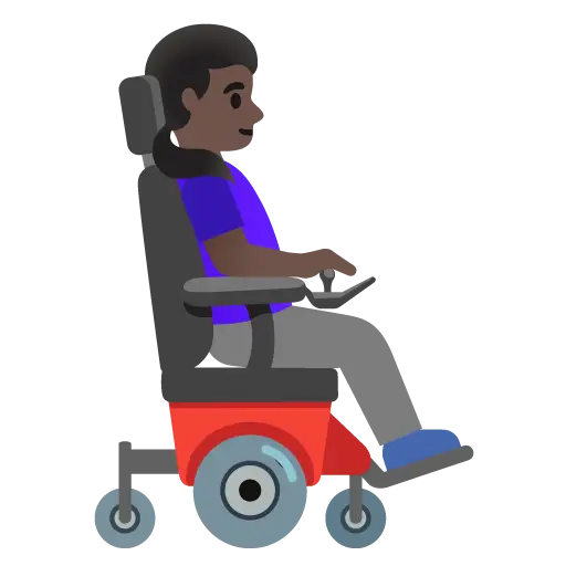 Woman in Motorized Wheelchair Facing Right: Dark Skin Tone