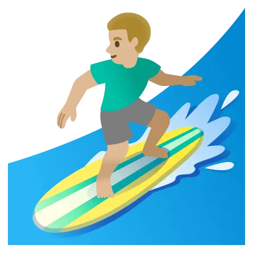 Man Surfing: Medium-Light Skin Tone