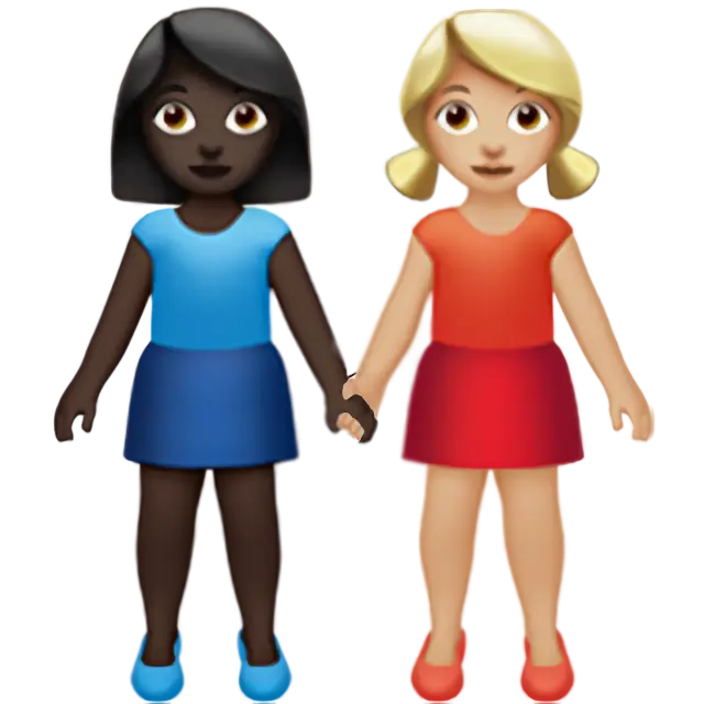 Women Holding Hands: Dark Skin Tone, Medium-Light Skin Tone