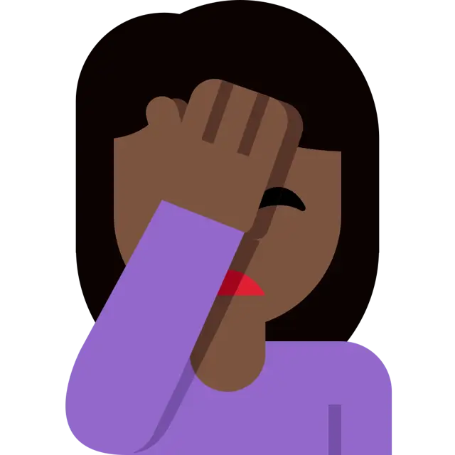 Woman Facepalming: Dark Skin Tone