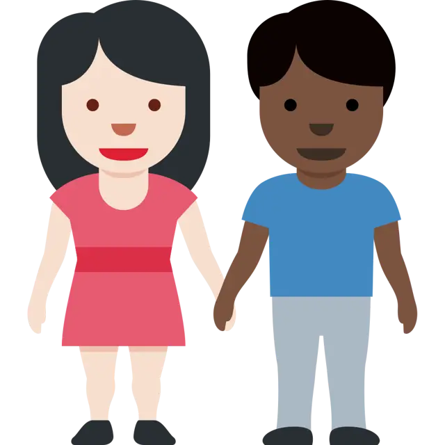 Woman And Man Holding Hands: Light Skin Tone, Dark Skin Tone