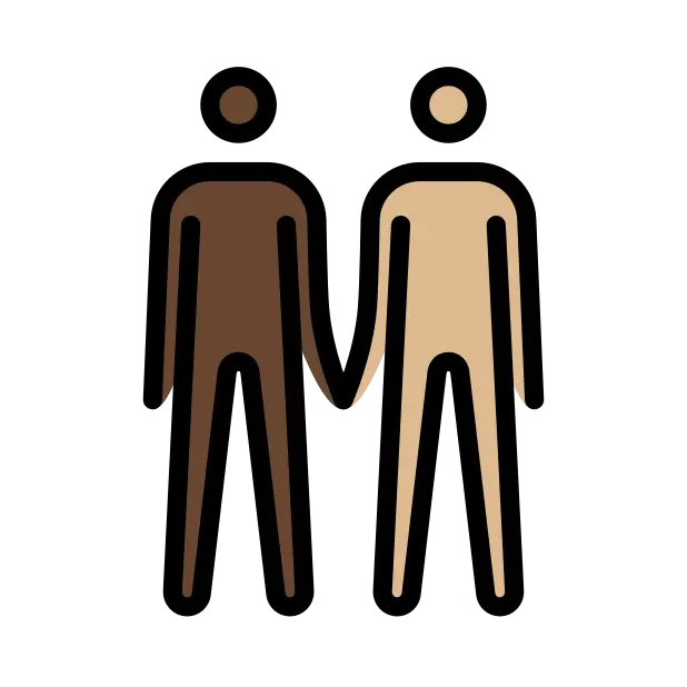 Men Holding Hands: Dark Skin Tone, Medium-Light Skin Tone