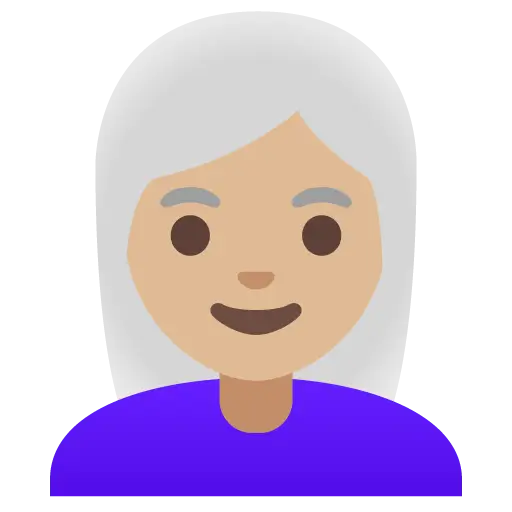 Woman: Medium-Light Skin Tone, White Hair