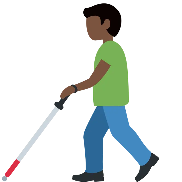 Man With White Cane: Dark Skin Tone