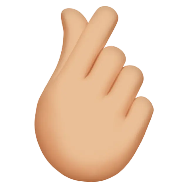 Hand with Index Finger and Thumb Crossed: Medium-Light Skin Tone