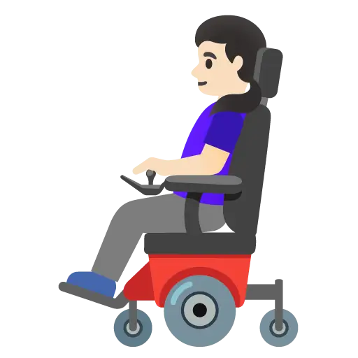 Woman in Motorized Wheelchair: Light Skin Tone