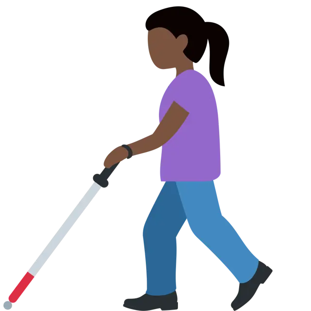 Woman With White Cane: Dark Skin Tone