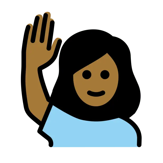 Woman Raising Hand: Medium-Dark Skin Tone