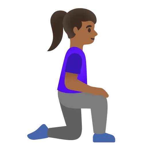 Woman Kneeling Facing Right: Medium-Dark Skin Tone