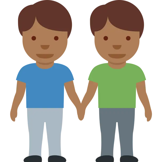 Men Holding Hands: Medium-Dark Skin Tone