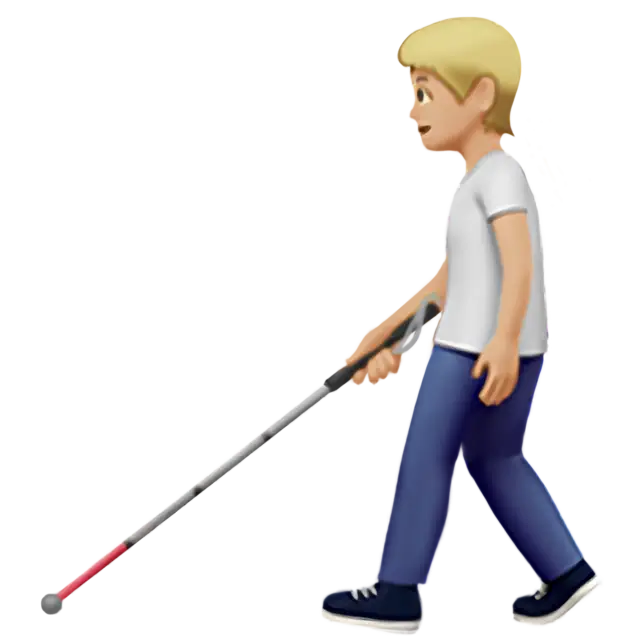 Person with White Cane: Medium-Light Skin Tone