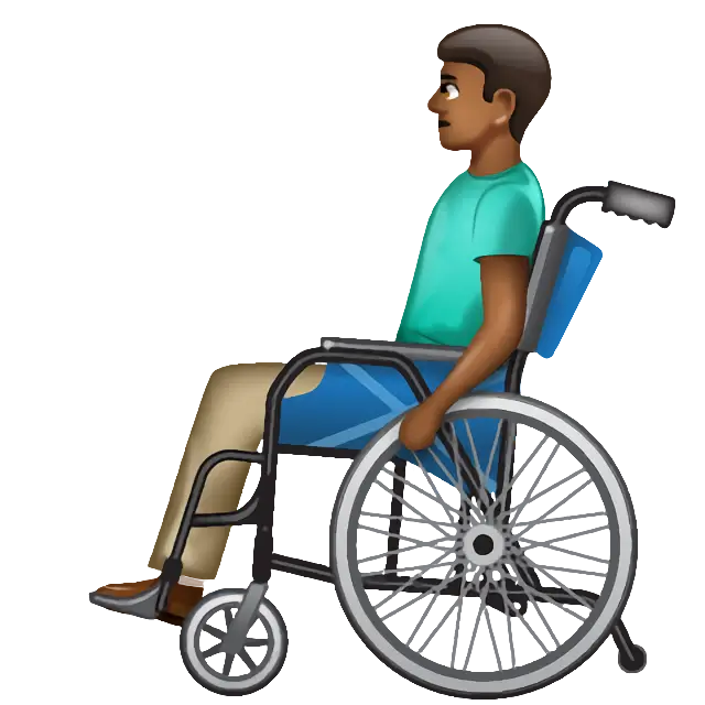 Man In Manual Wheelchair: Medium-Dark Skin Tone