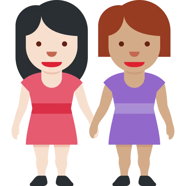 Women Holding Hands: Light Skin Tone, Medium Skin Tone