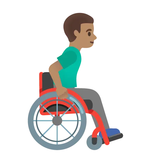 Man in Manual Wheelchair Facing Right: Medium Skin Tone