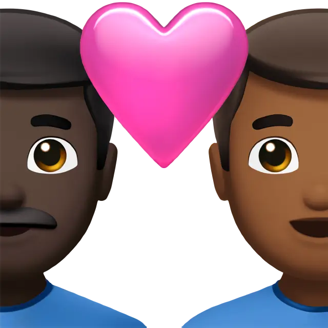 Couple with Heart: Man, Man, Dark Skin Tone, Medium-Dark Skin Tone