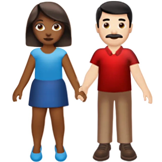 Woman and Man Holding Hands: Medium-Dark Skin Tone, Light Skin Tone