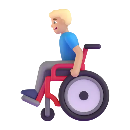 Man in Manual Wheelchair: Medium-Light Skin Tone