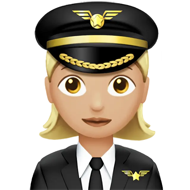 Woman Pilot: Medium-Light Skin Tone