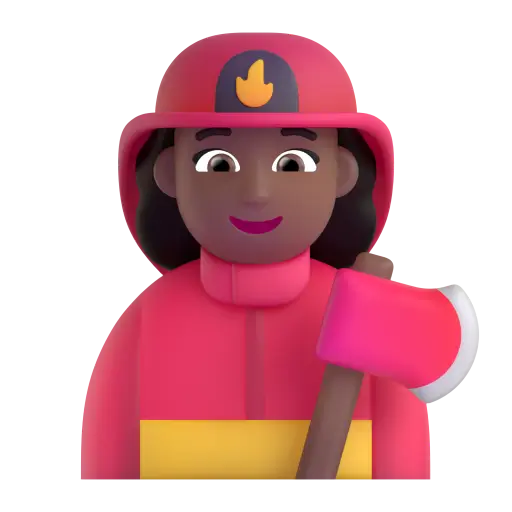 Woman Firefighter: Medium-Dark Skin Tone