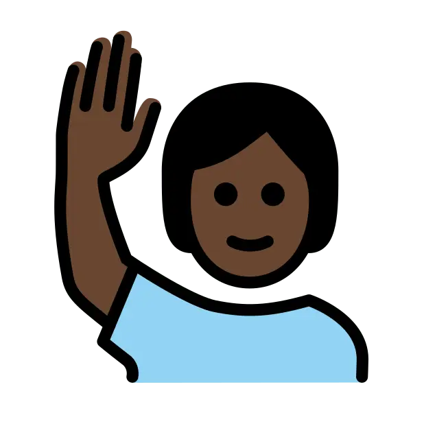 Person Raising Hand: Dark Skin Tone