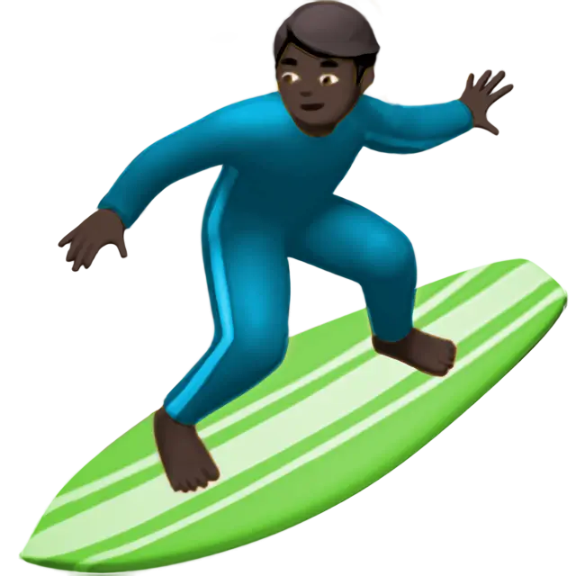 Man Surfing: Dark Skin Tone