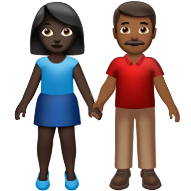 Woman and Man Holding Hands: Dark Skin Tone, Medium-Dark Skin Tone