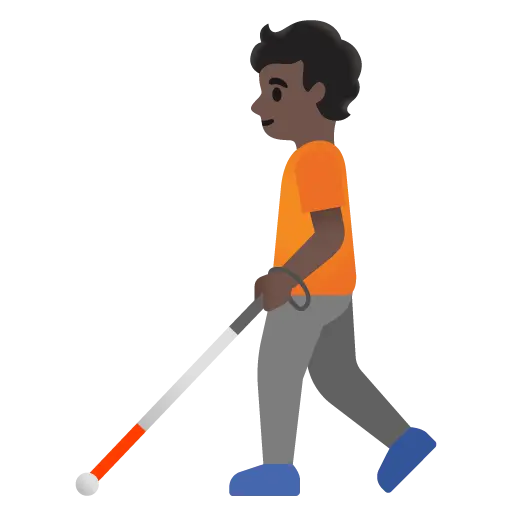 Person with White Cane: Dark Skin Tone