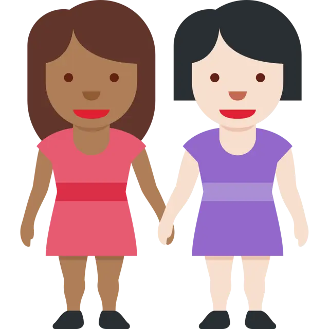 Women Holding Hands: Medium-Dark Skin Tone, Light Skin Tone