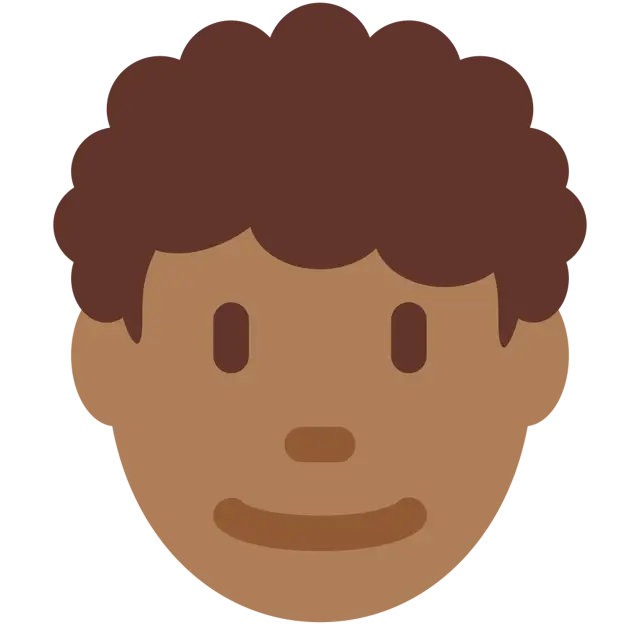 Man: Medium-Dark Skin Tone, Curly Hair