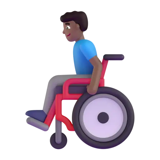 Man in Manual Wheelchair: Medium-Dark Skin Tone