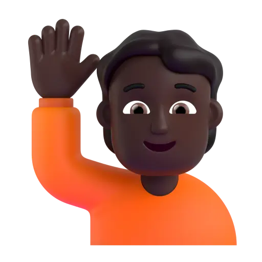 Person Raising Hand: Dark Skin Tone