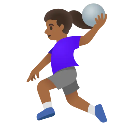 Woman Playing Handball: Medium-Dark Skin Tone