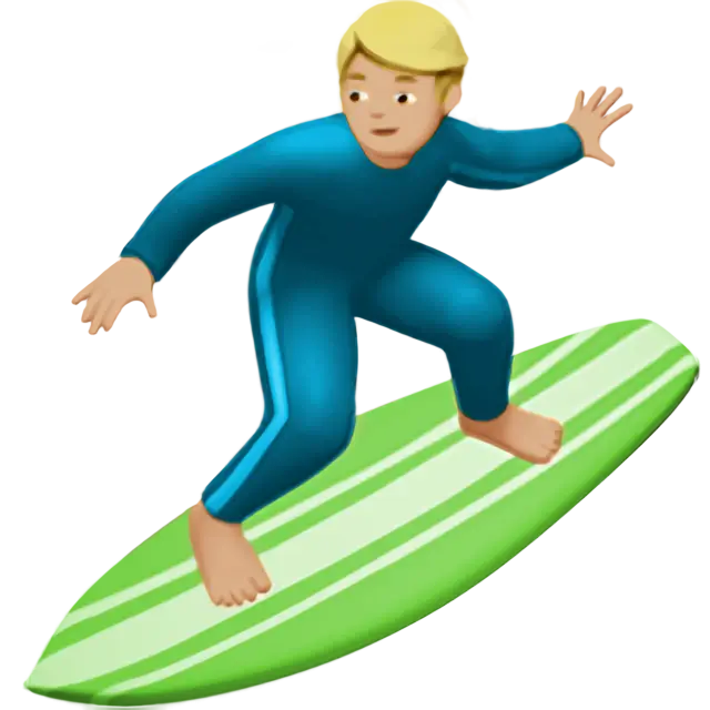 Man Surfing: Medium-Light Skin Tone