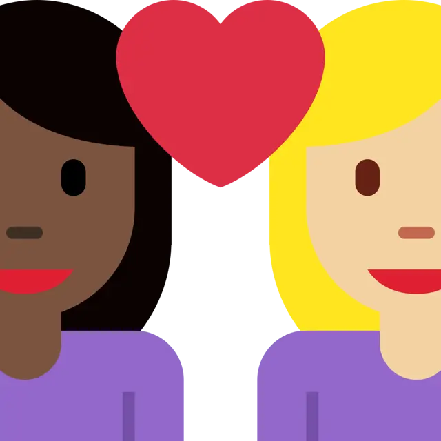 Couple With Heart: Woman, Woman, Dark Skin Tone, Medium-Light Skin Tone