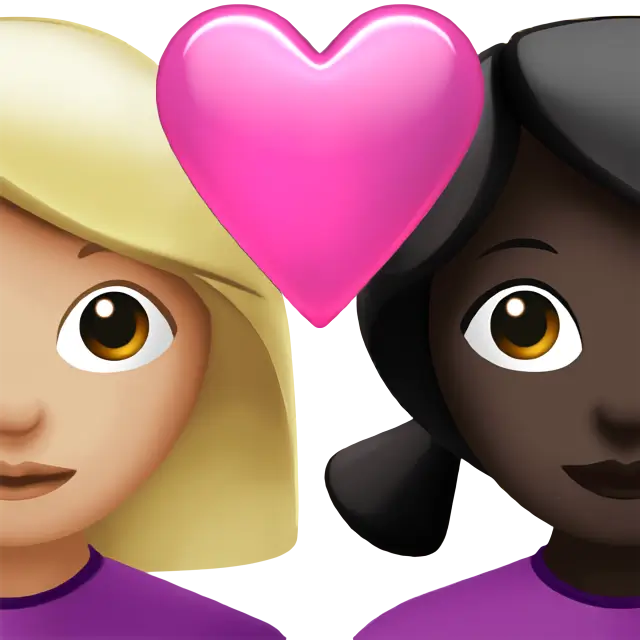 Couple with Heart: Woman, Woman, Medium-Light Skin Tone, Dark Skin Tone