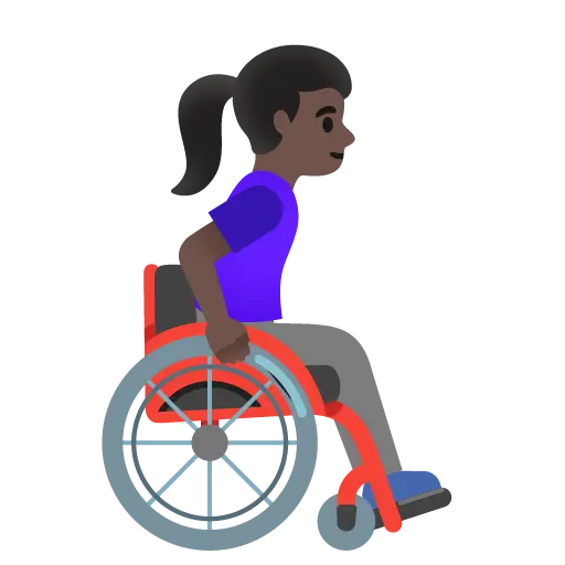 Woman in Manual Wheelchair Facing Right: Dark Skin Tone