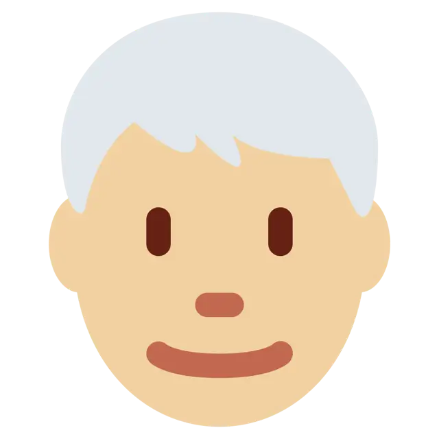 Man: Medium-Light Skin Tone, White Hair